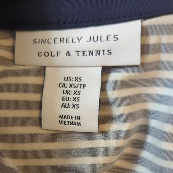 Sincerely Jules Navy and White Striped Sleeveless Polo Top, US XS - Picture 4 of 8